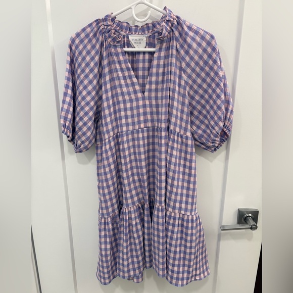 Hyacinth House Tuckernuck Sutton Purple Pink Gingham Mini Dress Size Small - Picture 2 of 15